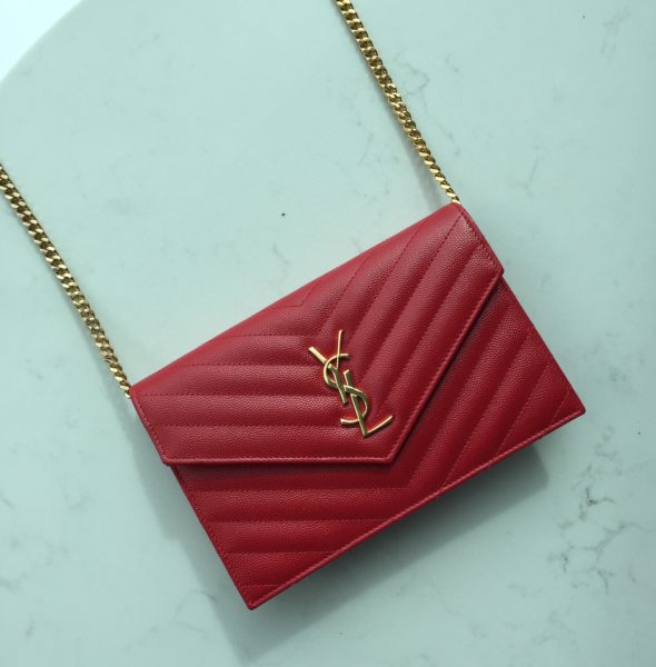 ysl chain wallet red